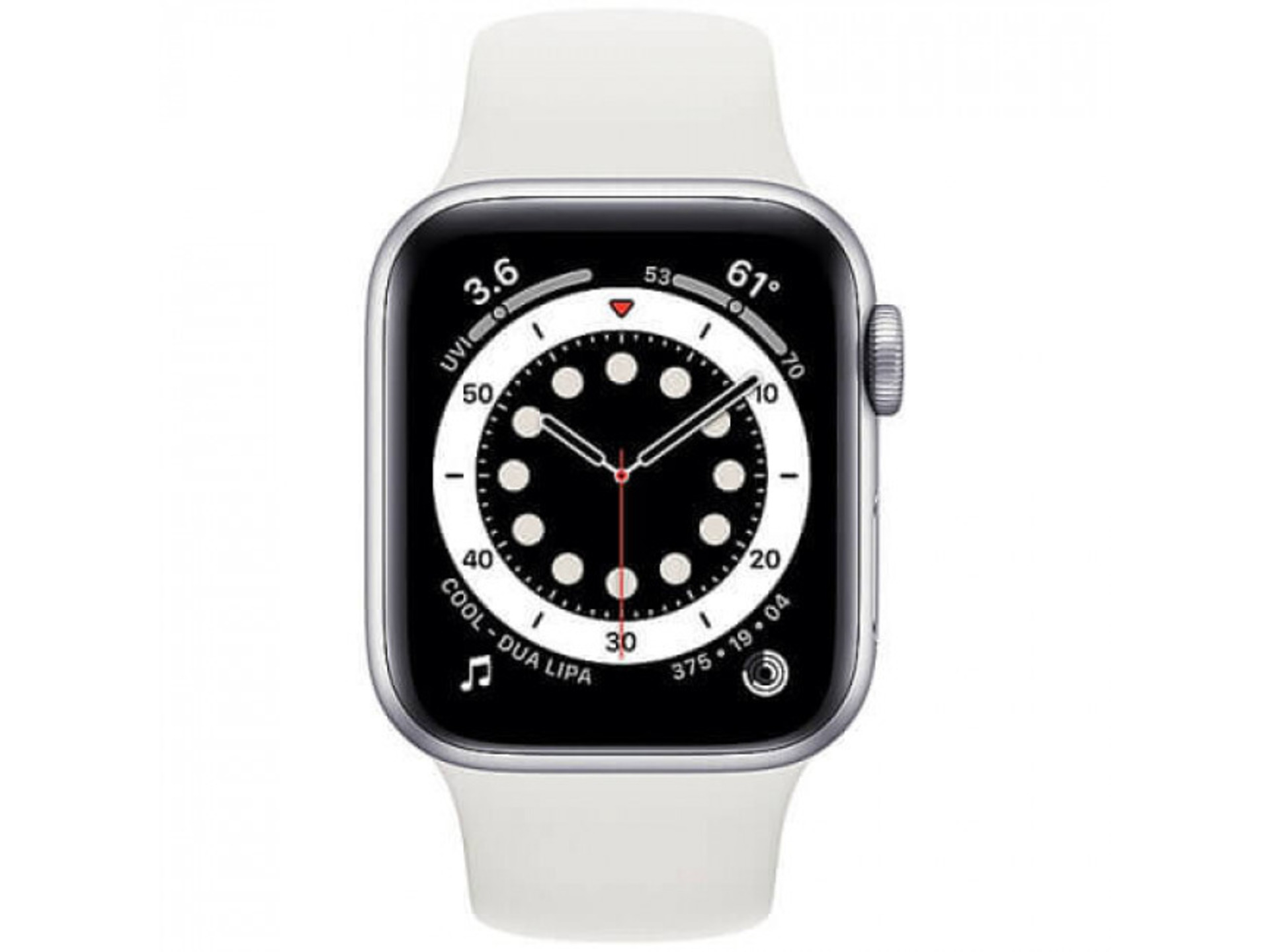 Apple Watch Series 6 40mm GPS + Cellular Silver Aluminum Case with White Sport Band